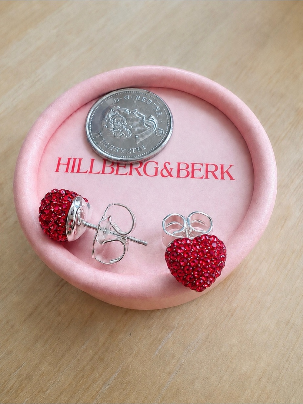 Team Canada Crystal Heart Stud Earrings NEW
